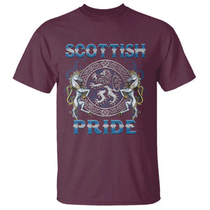 Scottish Pride T Shirt Lion Rampant Unicorns Scottish Flag TS11 Maroon Print Your Wear