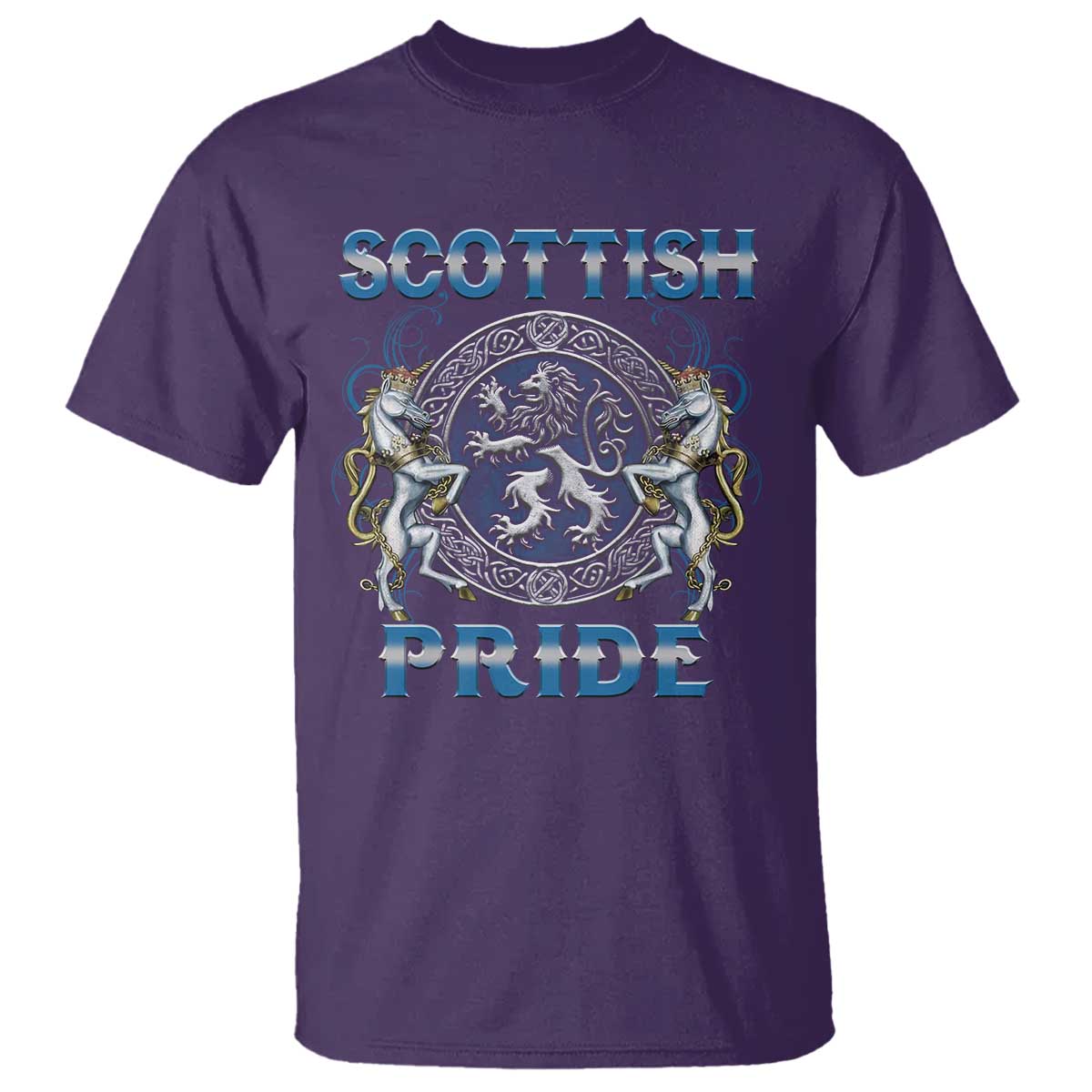 Scottish Pride T Shirt Lion Rampant Unicorns Scottish Flag TS11 Purple Print Your Wear