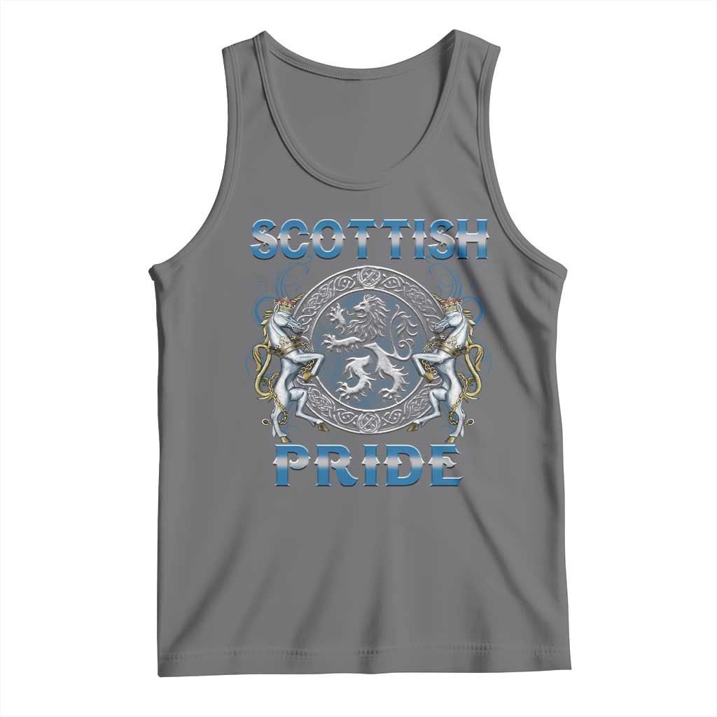Scottish Pride Tank Top Lion Rampant Unicorns Scottish Flag TS11 Black Heather Print Your Wear