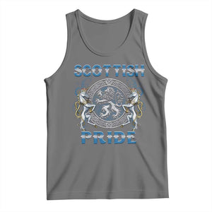 Scottish Pride Tank Top Lion Rampant Unicorns Scottish Flag TS11 Black Heather Print Your Wear
