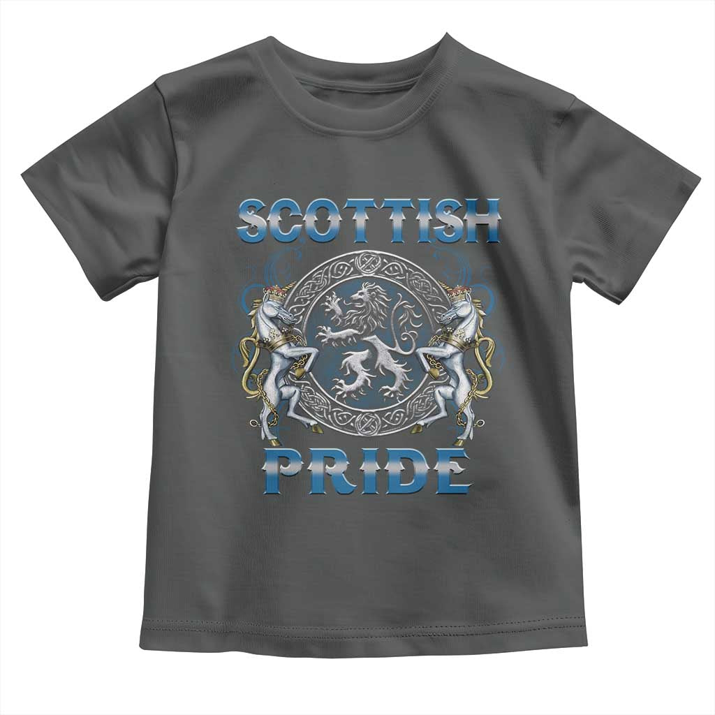 Scottish Pride Toddler T Shirt Lion Rampant Unicorns Scottish Flag TS11 Dark Heather Print Your Wear