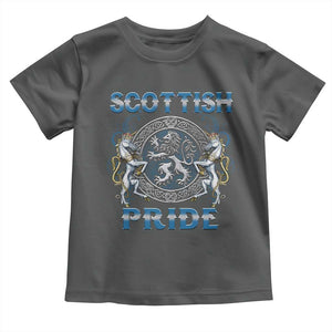 Scottish Pride Toddler T Shirt Lion Rampant Unicorns Scottish Flag TS11 Dark Heather Print Your Wear