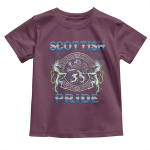 Scottish Pride Toddler T Shirt Lion Rampant Unicorns Scottish Flag TS11 Maroon Print Your Wear