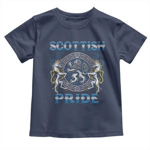 Scottish Pride Toddler T Shirt Lion Rampant Unicorns Scottish Flag TS11 Navy Print Your Wear