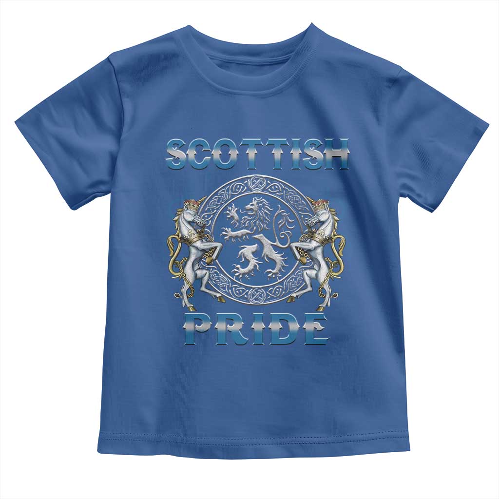 Scottish Pride Toddler T Shirt Lion Rampant Unicorns Scottish Flag TS11 Royal Blue Print Your Wear