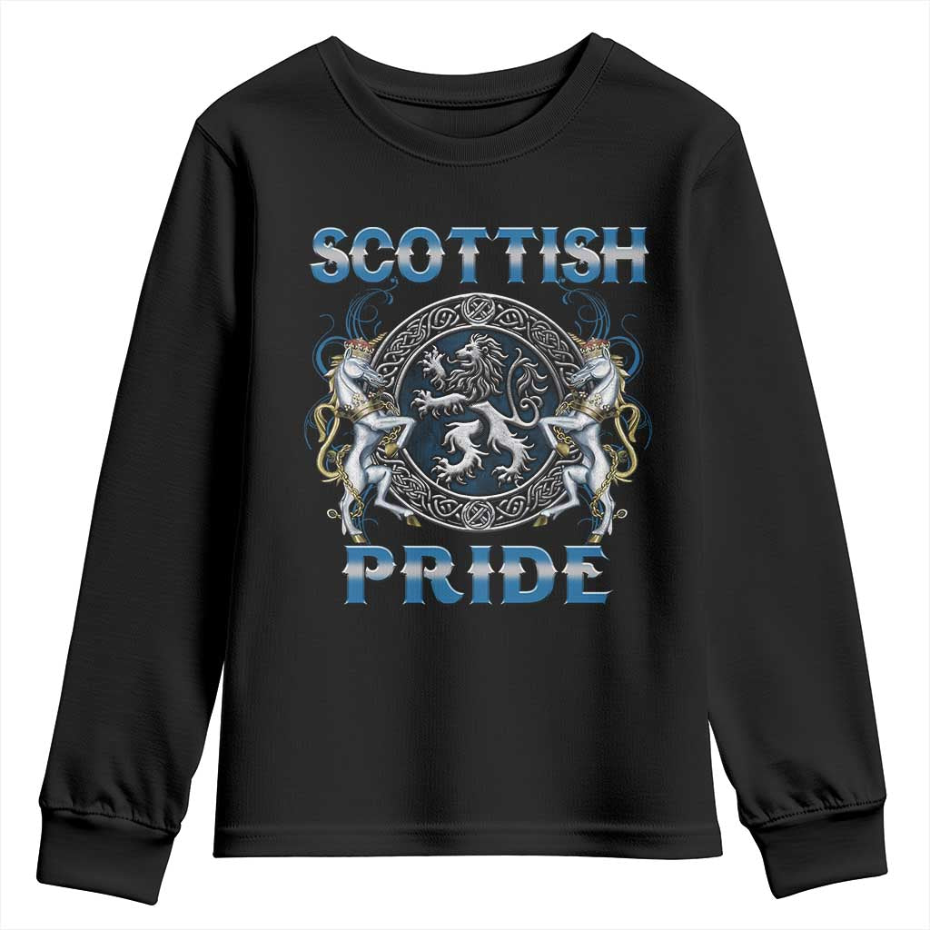 Scottish Pride Youth Sweatshirt Lion Rampant Unicorns Scottish Flag TS11 Black Print Your Wear