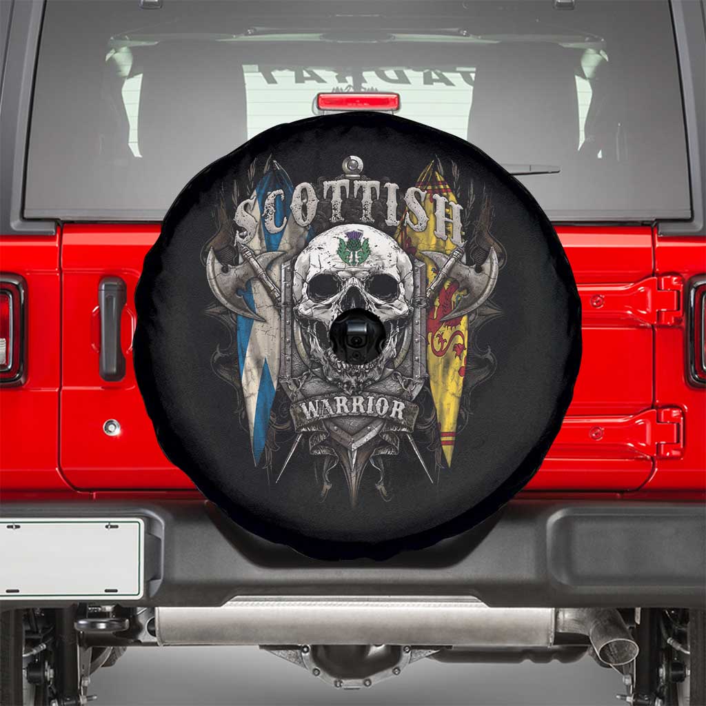 Scottish Warrior Spare Tire Cover Vintage Skull Celtic Cross Scottish Lion Rampant Flag TS11 Black Print Your Wear