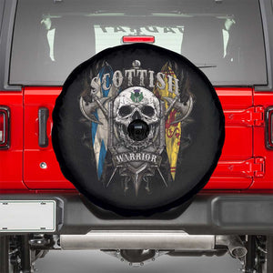 Scottish Warrior Spare Tire Cover Vintage Skull Celtic Cross Scottish Lion Rampant Flag TS11 Black Print Your Wear