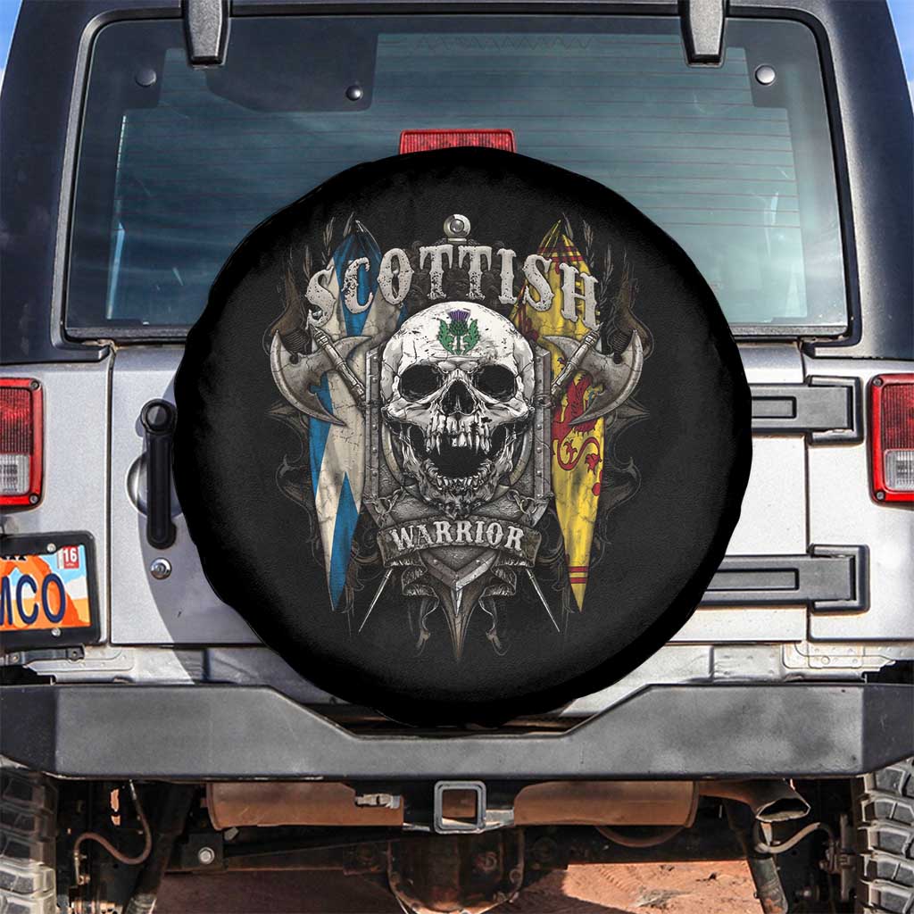 Scottish Warrior Spare Tire Cover Vintage Skull Celtic Cross Scottish Lion Rampant Flag TS11 No hole Black Print Your Wear