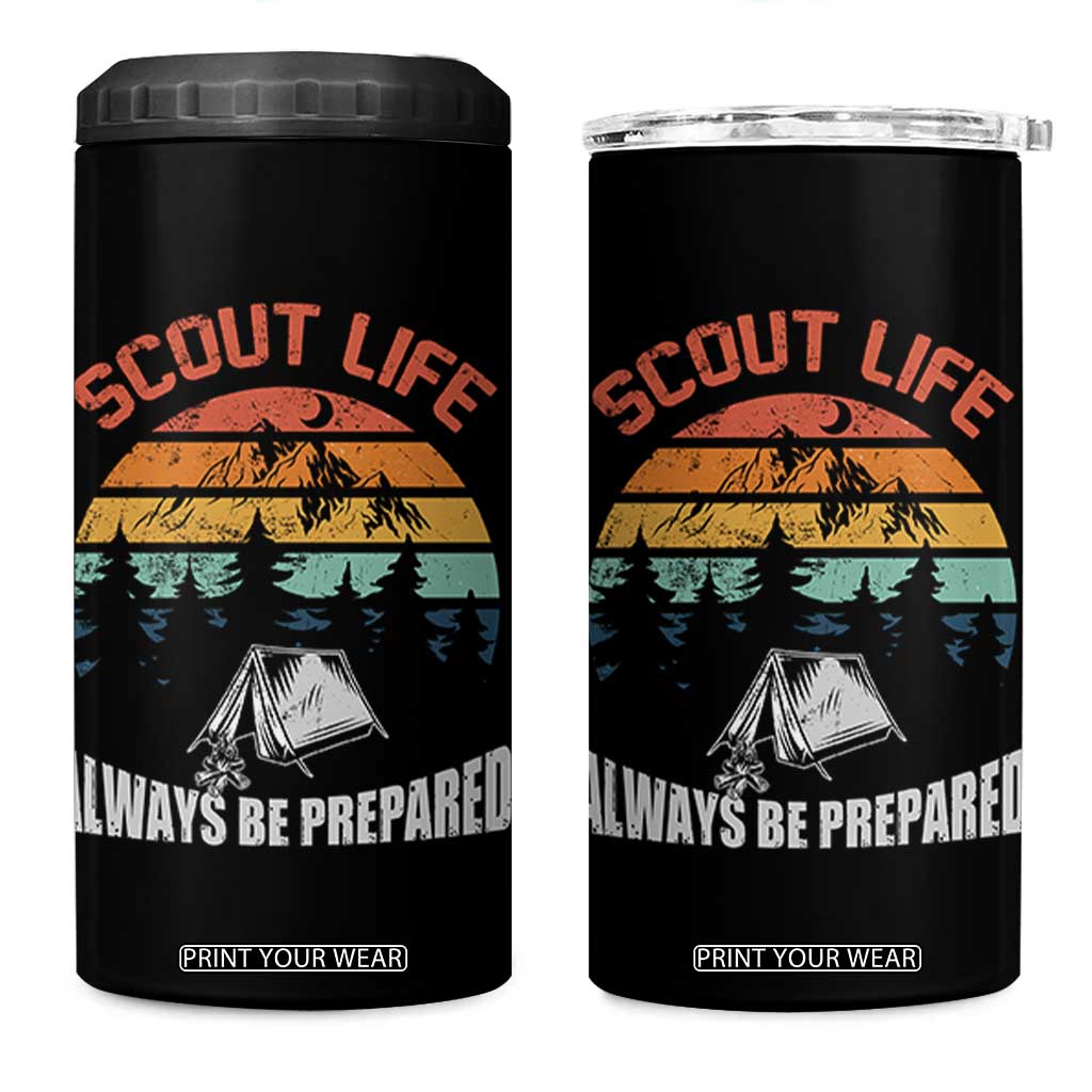Scout Camping 4 in 1 Can Cooler Tumbler Scout Camping Always Be Prepared Hiking Camping Outdoors Troop Leader TS02 One Size: 16 oz Black Print Your Wear