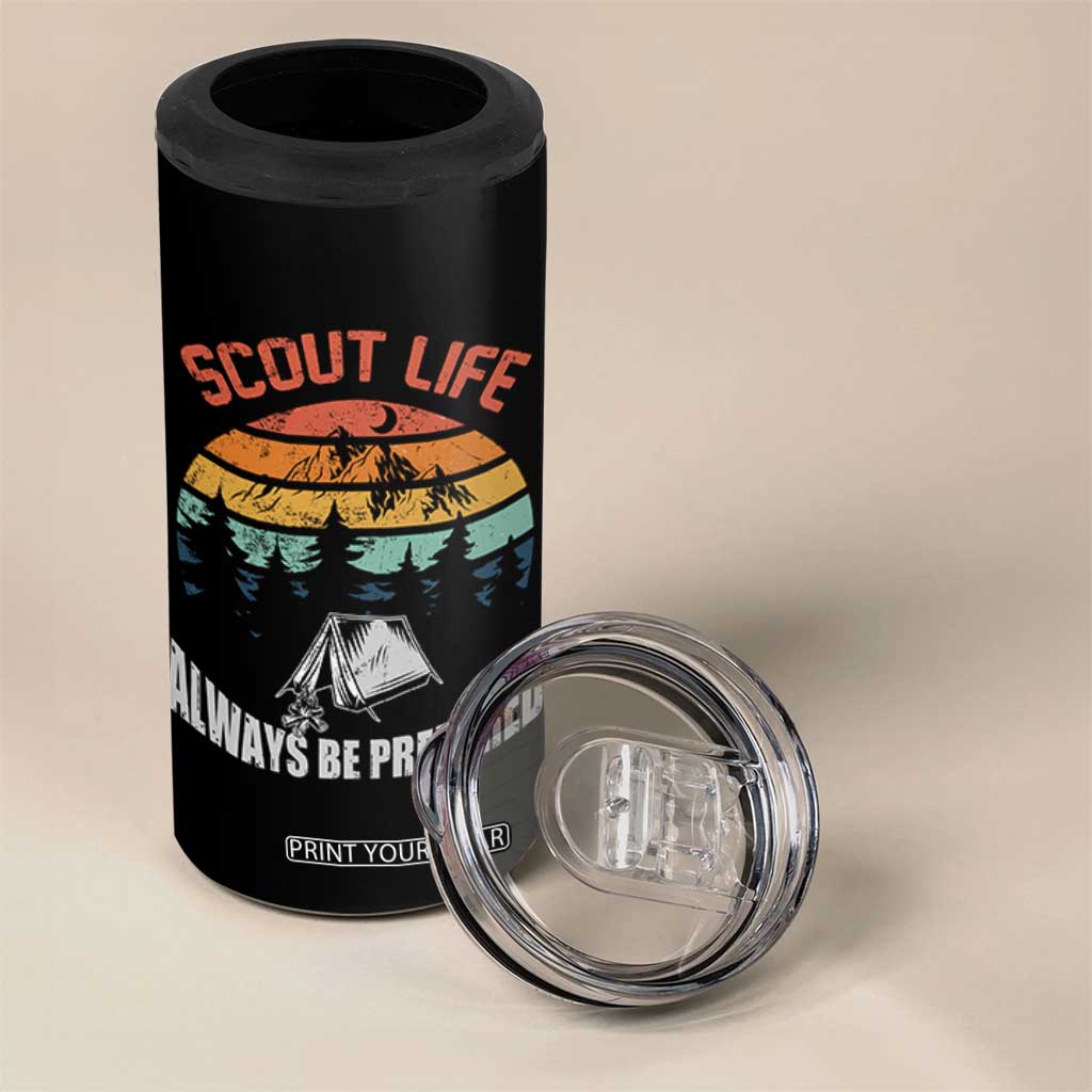 Scout Camping 4 in 1 Can Cooler Tumbler Scout Camping Always Be Prepared Hiking Camping Outdoors Troop Leader TS02 Print Your Wear