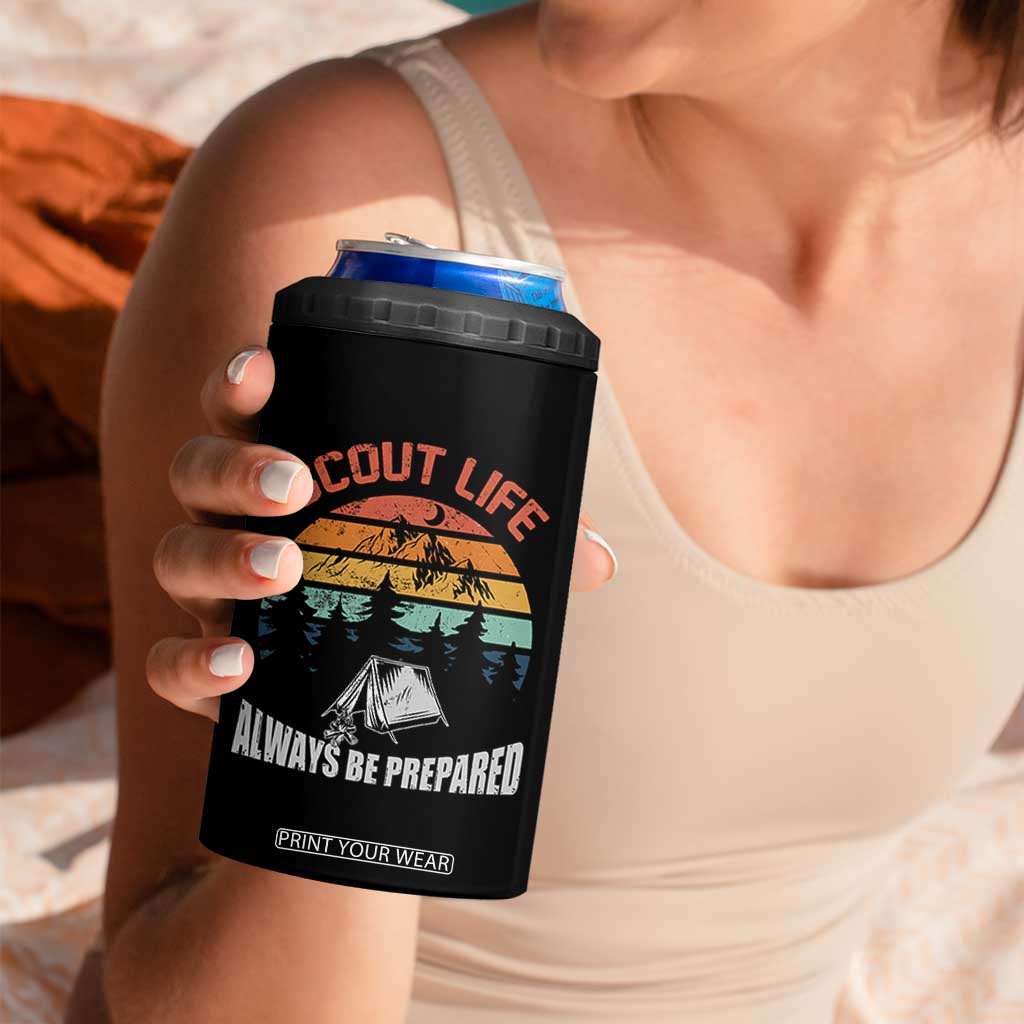 Scout Camping 4 in 1 Can Cooler Tumbler Scout Camping Always Be Prepared Hiking Camping Outdoors Troop Leader TS02 Print Your Wear