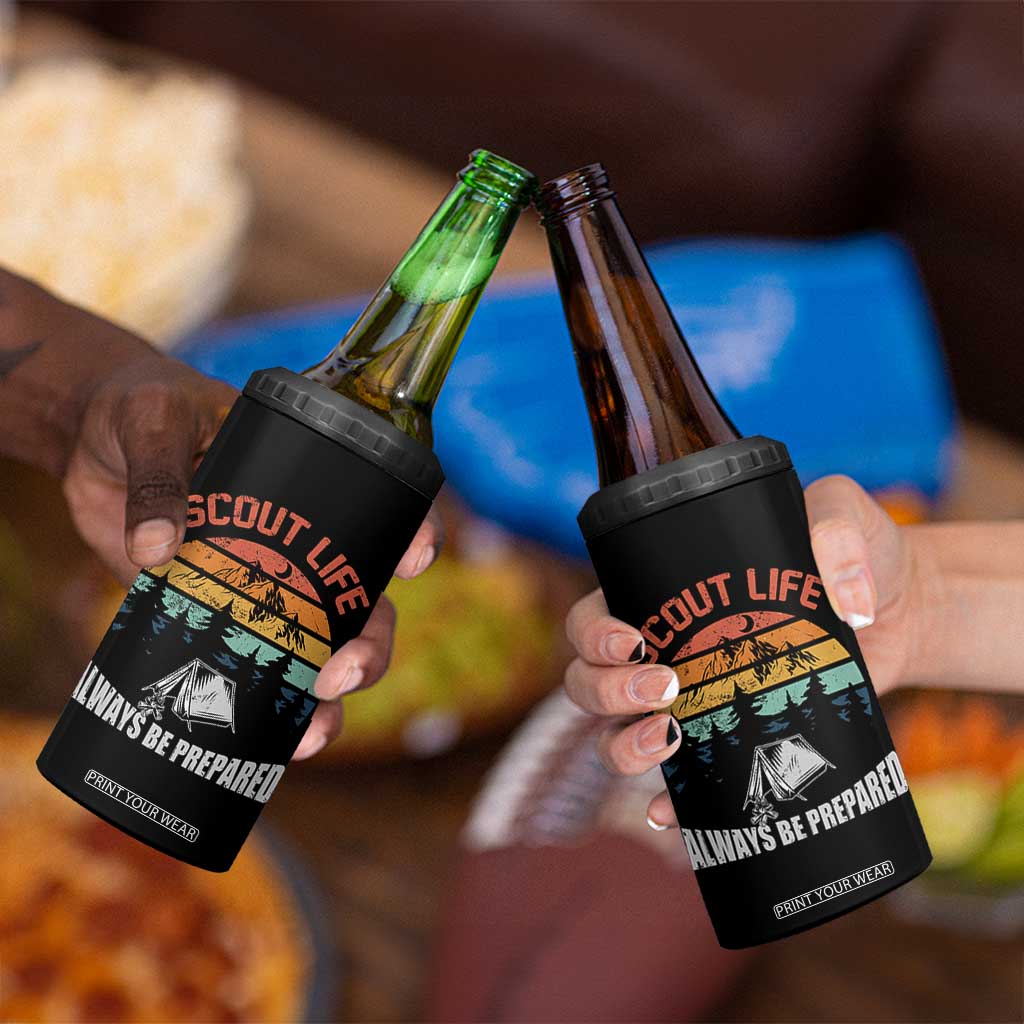 Scout Camping 4 in 1 Can Cooler Tumbler Scout Camping Always Be Prepared Hiking Camping Outdoors Troop Leader TS02 Print Your Wear