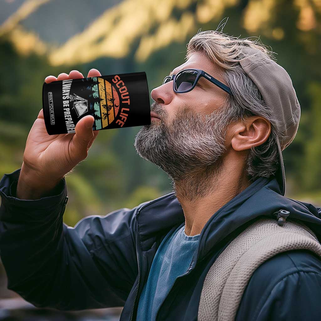 Scout Camping 4 in 1 Can Cooler Tumbler Scout Camping Always Be Prepared Hiking Camping Outdoors Troop Leader TS02 Print Your Wear