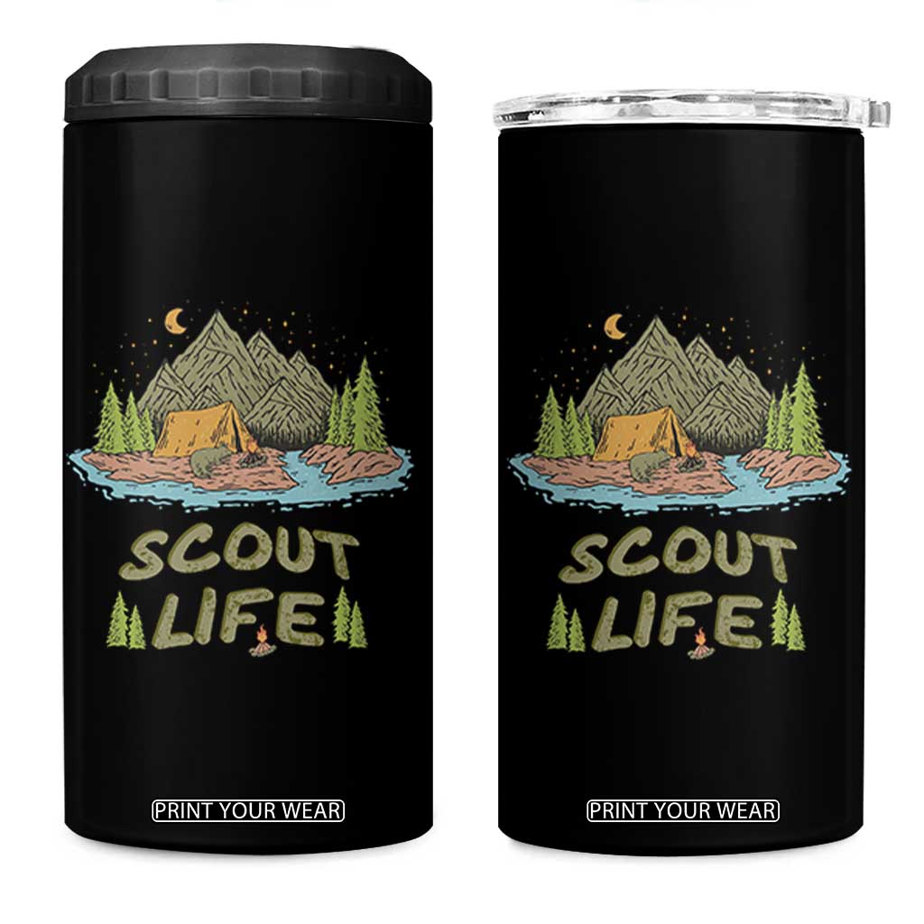 Scout Camping 4 in 1 Can Cooler Tumbler Scout Camping Life Hiking Camping Outdoors Troop Leader TS02 One Size: 16 oz Black Print Your Wear