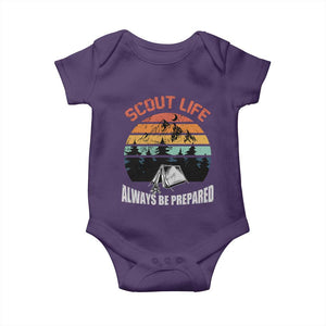 Scout Camping Baby Onesie Scout Camping Always Be Prepared Hiking Camping Outdoors Troop Leader TS02 Purple Print Your Wear