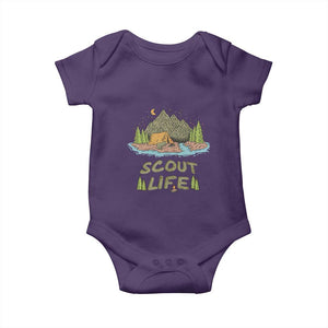 Scout Camping Baby Onesie Scout Camping Life Hiking Camping Outdoors Troop Leader TS02 Purple Print Your Wear