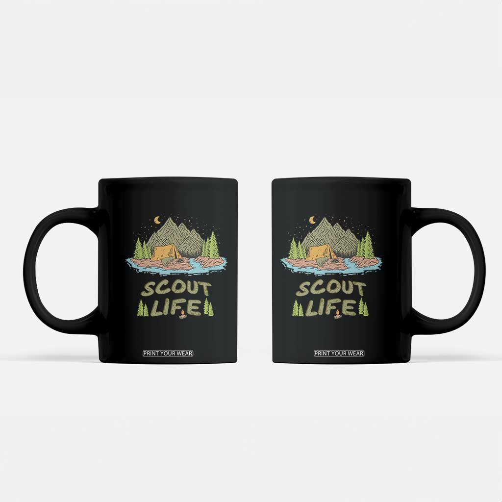 Scout Camping Coffee Mug Scout Camping Life Hiking Camping Outdoors Troop Leader TS02 Black Print Your Wear
