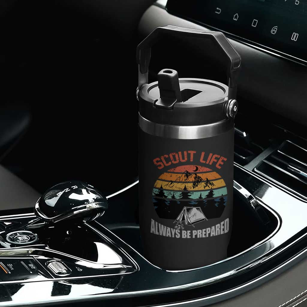 Scout Camping Flip Straw Tumbler Scout Camping Always Be Prepared Hiking Camping Outdoors Troop Leader TS02 Print Your Wear