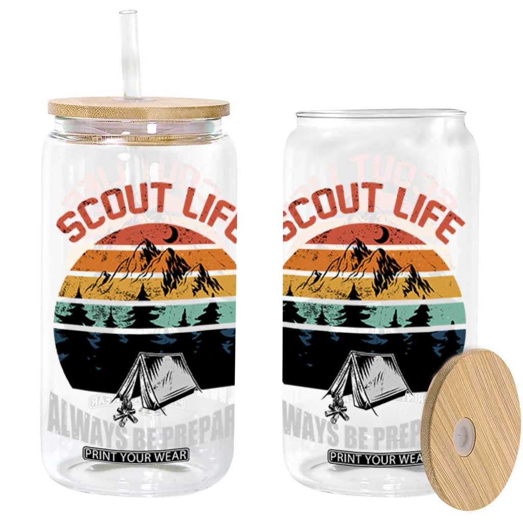 Scout Camping Glass Can Scout Camping Always Be Prepared Hiking Camping Outdoors Troop Leader TS02 Black Print Your Wear