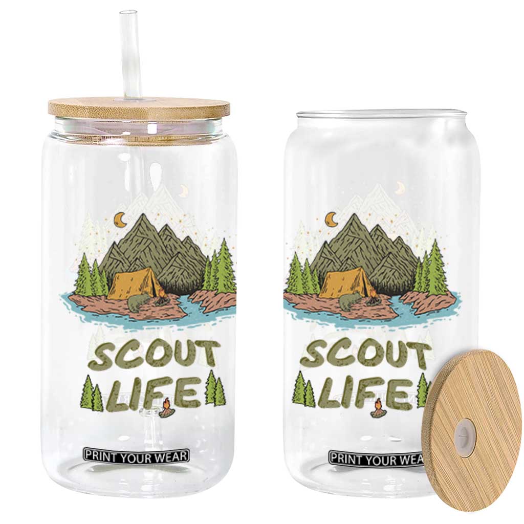 Scout Camping Glass Can Scout Camping Life Hiking Camping Outdoors Troop Leader TS02 Black Print Your Wear