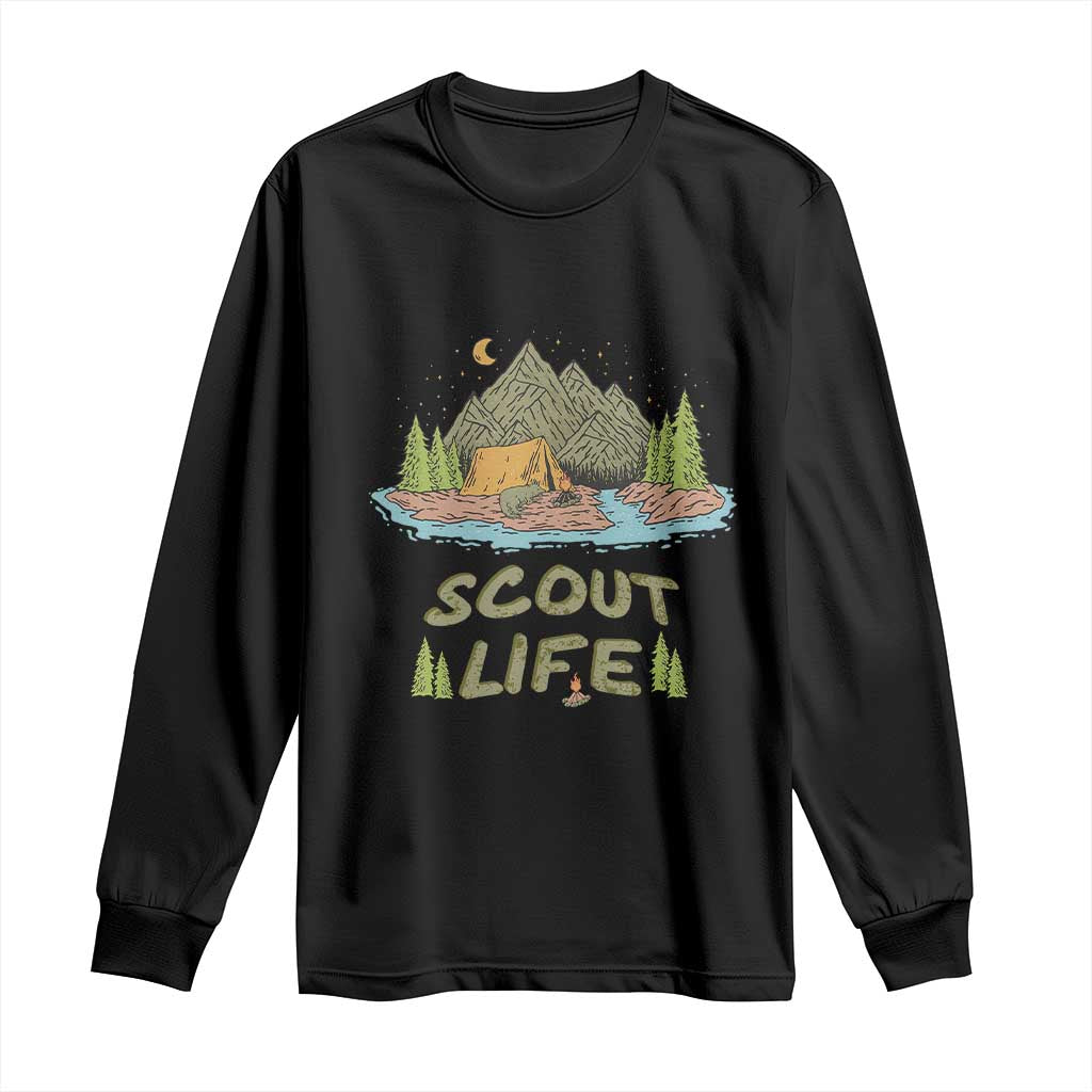 Scout Camping Long Sleeve Shirt Scout Camping Life Hiking Camping Outdoors Troop Leader TS02 Black Print Your Wear