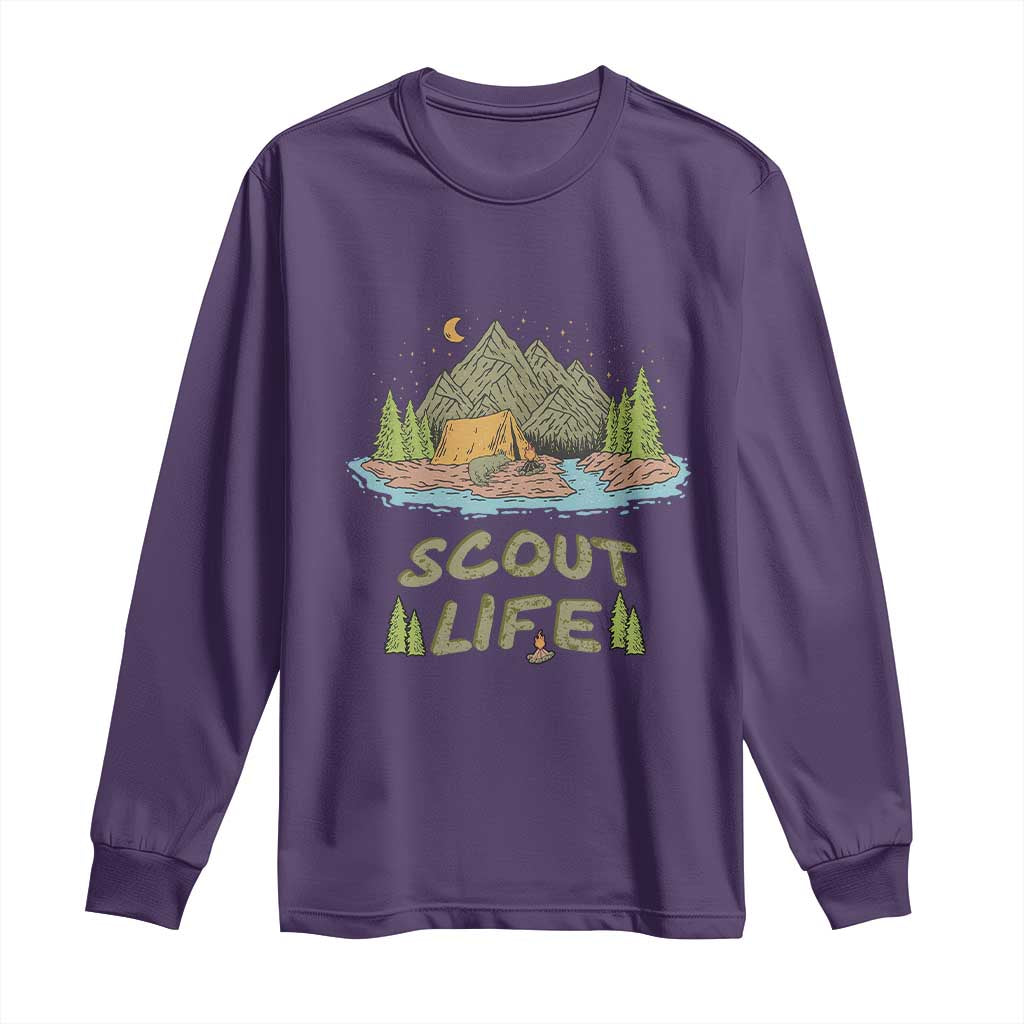 Scout Camping Long Sleeve Shirt Scout Camping Life Hiking Camping Outdoors Troop Leader TS02 Purple Print Your Wear