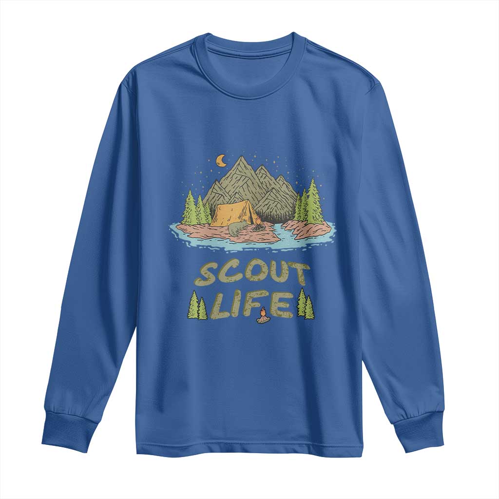 Scout Camping Long Sleeve Shirt Scout Camping Life Hiking Camping Outdoors Troop Leader TS02 Royal Blue Print Your Wear