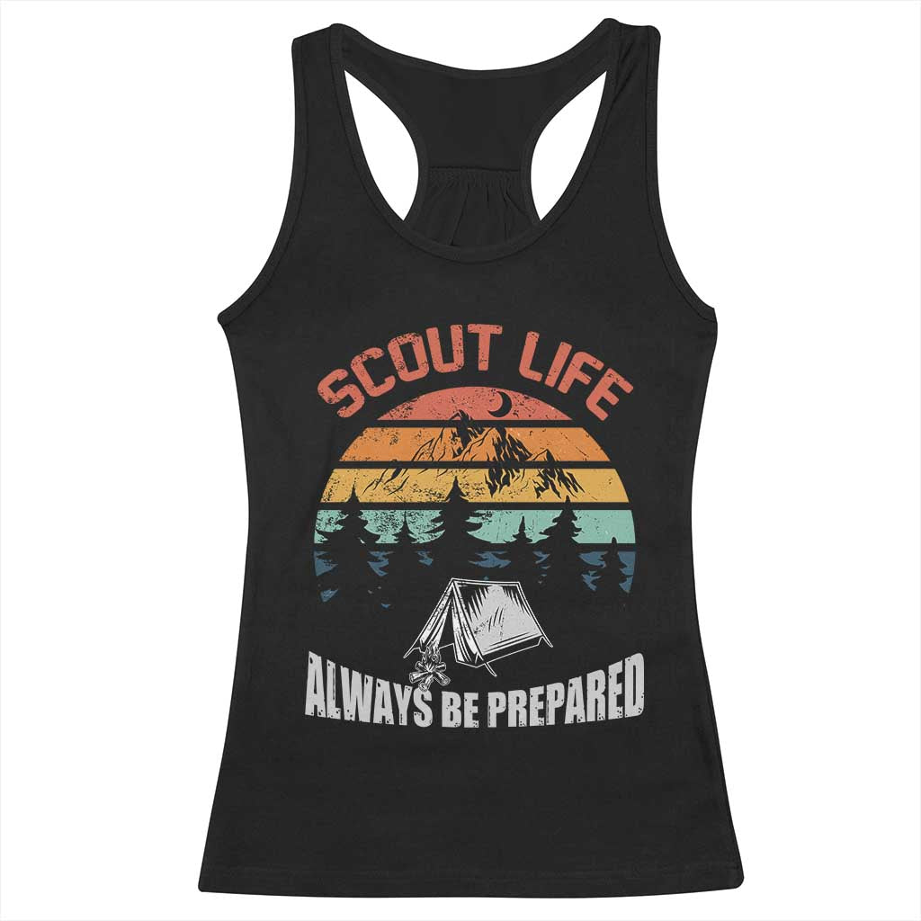 Scout Camping Racerback Tank Top Scout Camping Always Be Prepared Hiking Camping Outdoors Troop Leader TS02 Black Print Your Wear