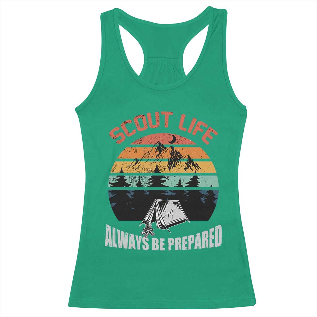 Scout Camping Racerback Tank Top Scout Camping Always Be Prepared Hiking Camping Outdoors Troop Leader TS02 Irish Green Print Your Wear