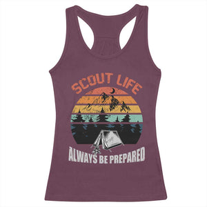 Scout Camping Racerback Tank Top Scout Camping Always Be Prepared Hiking Camping Outdoors Troop Leader TS02 Maroon Print Your Wear
