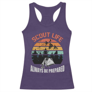 Scout Camping Racerback Tank Top Scout Camping Always Be Prepared Hiking Camping Outdoors Troop Leader TS02 Purple Print Your Wear