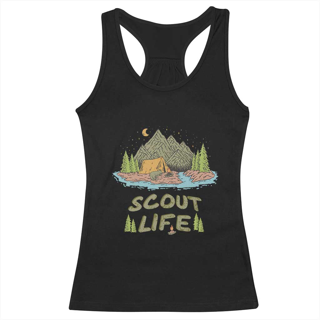 Scout Camping Racerback Tank Top Scout Camping Life Hiking Camping Outdoors Troop Leader TS02 Black Print Your Wear