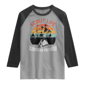 Scout Camping Raglan Shirt Scout Camping Always Be Prepared Hiking Camping Outdoors Troop Leader TS02 Sport Gray Black Print Your Wear