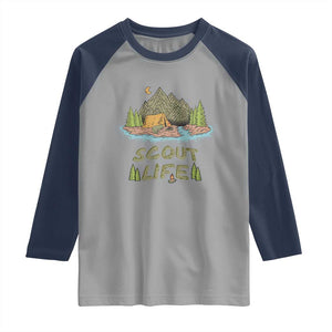Scout Camping Raglan Shirt Scout Camping Life Hiking Camping Outdoors Troop Leader TS02 Sport Gray Navy Print Your Wear
