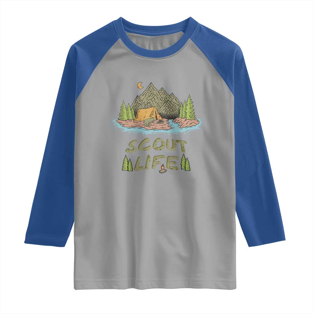Scout Camping Raglan Shirt Scout Camping Life Hiking Camping Outdoors Troop Leader TS02 Sport Gray Royal Print Your Wear