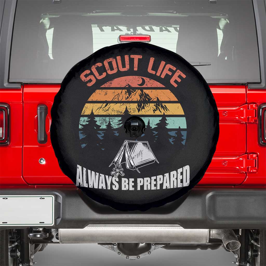 Scout Camping Spare Tire Cover Scout Camping Always Be Prepared Hiking Camping Outdoors Troop Leader TS02 Black Print Your Wear