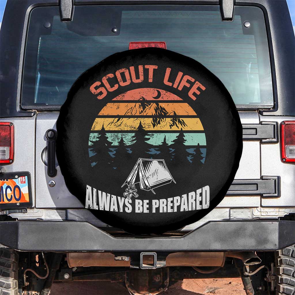 Scout Camping Spare Tire Cover Scout Camping Always Be Prepared Hiking Camping Outdoors Troop Leader TS02 No hole Black Print Your Wear