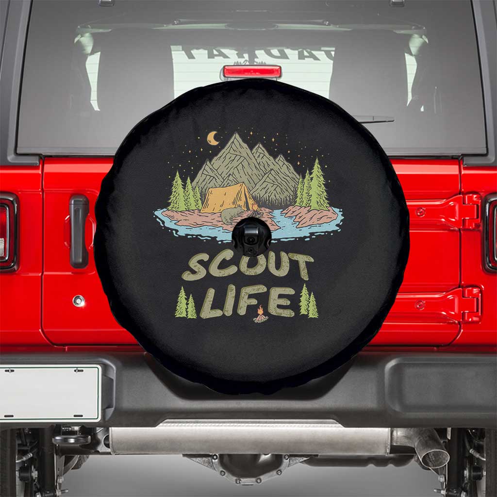 Scout Camping Spare Tire Cover Scout Camping Life Hiking Camping Outdoors Troop Leader TS02 Black Print Your Wear