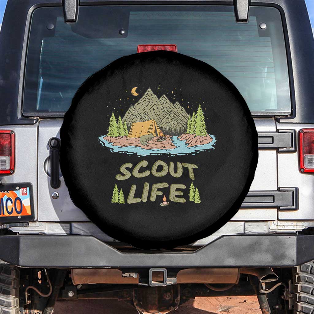 Scout Camping Spare Tire Cover Scout Camping Life Hiking Camping Outdoors Troop Leader TS02 No hole Black Print Your Wear