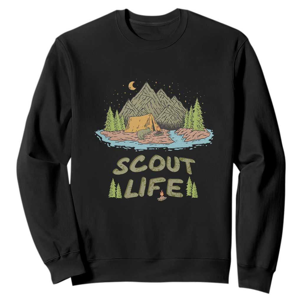 Scout Camping Sweatshirt Scout Camping Life Hiking Camping Outdoors Troop Leader TS02 Black Print Your Wear