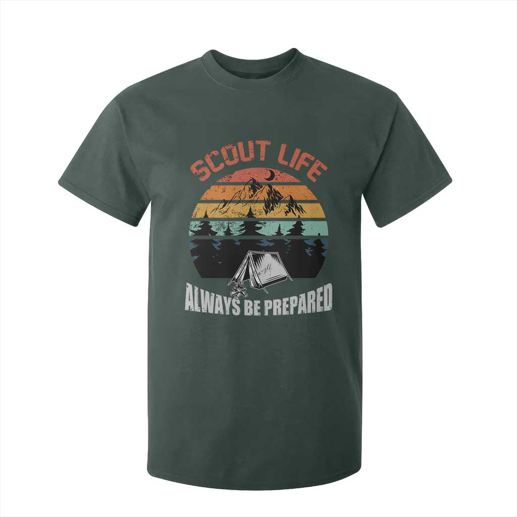 Scout Camping T Shirt For Kid Scout Camping Always Be Prepared Hiking Camping Outdoors Troop Leader TS02 Dark Forest Green Print Your Wear