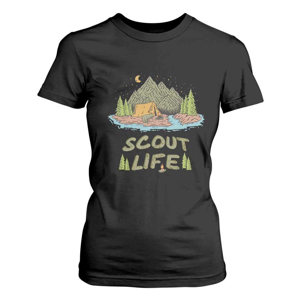 Scout Camping T Shirt For Women Scout Camping Life Hiking Camping Outdoors Troop Leader TS02 Black Print Your Wear
