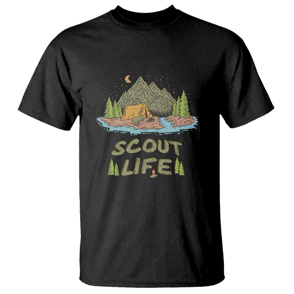 Scout Camping T Shirt Scout Camping Life Hiking Camping Outdoors Troop Leader TS02 Black Print Your Wear