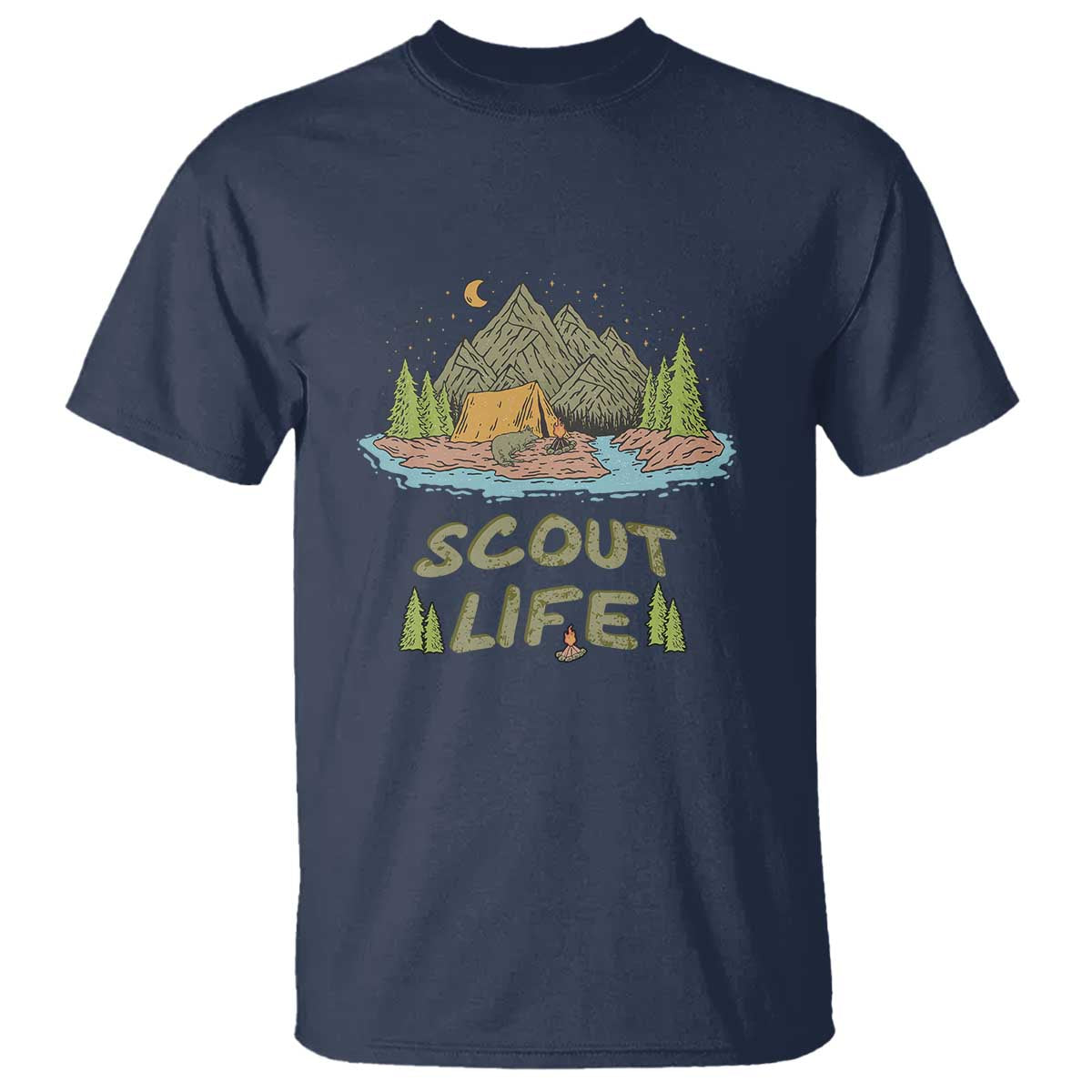 Scout Camping T Shirt Scout Camping Life Hiking Camping Outdoors Troop Leader TS02 Navy Print Your Wear