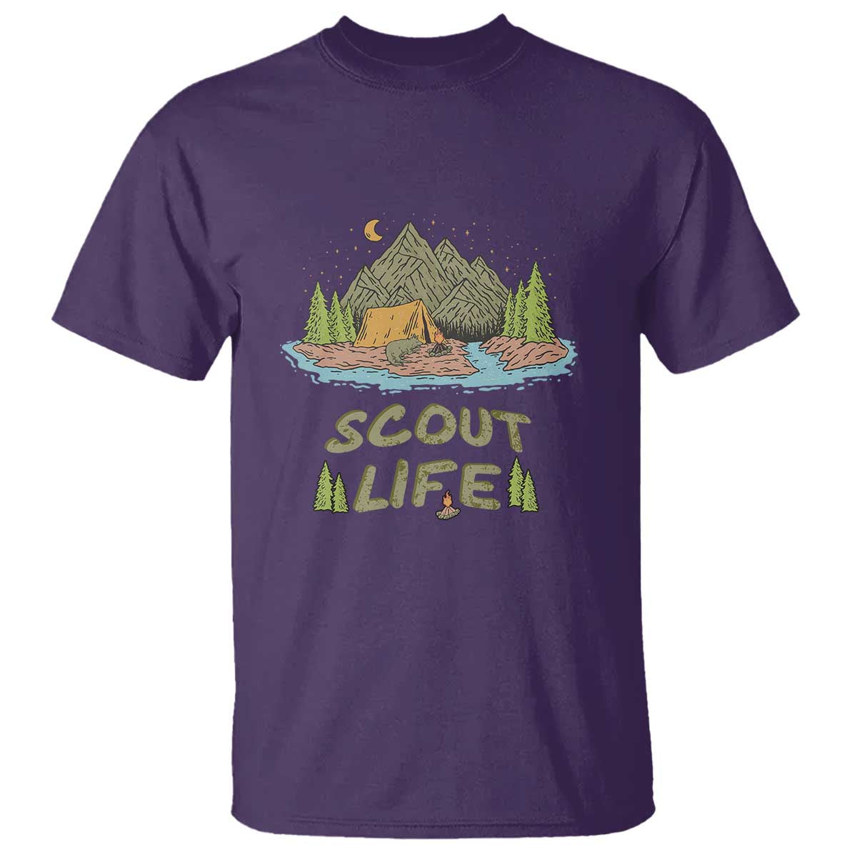 Scout Camping T Shirt Scout Camping Life Hiking Camping Outdoors Troop Leader TS02 Purple Print Your Wear