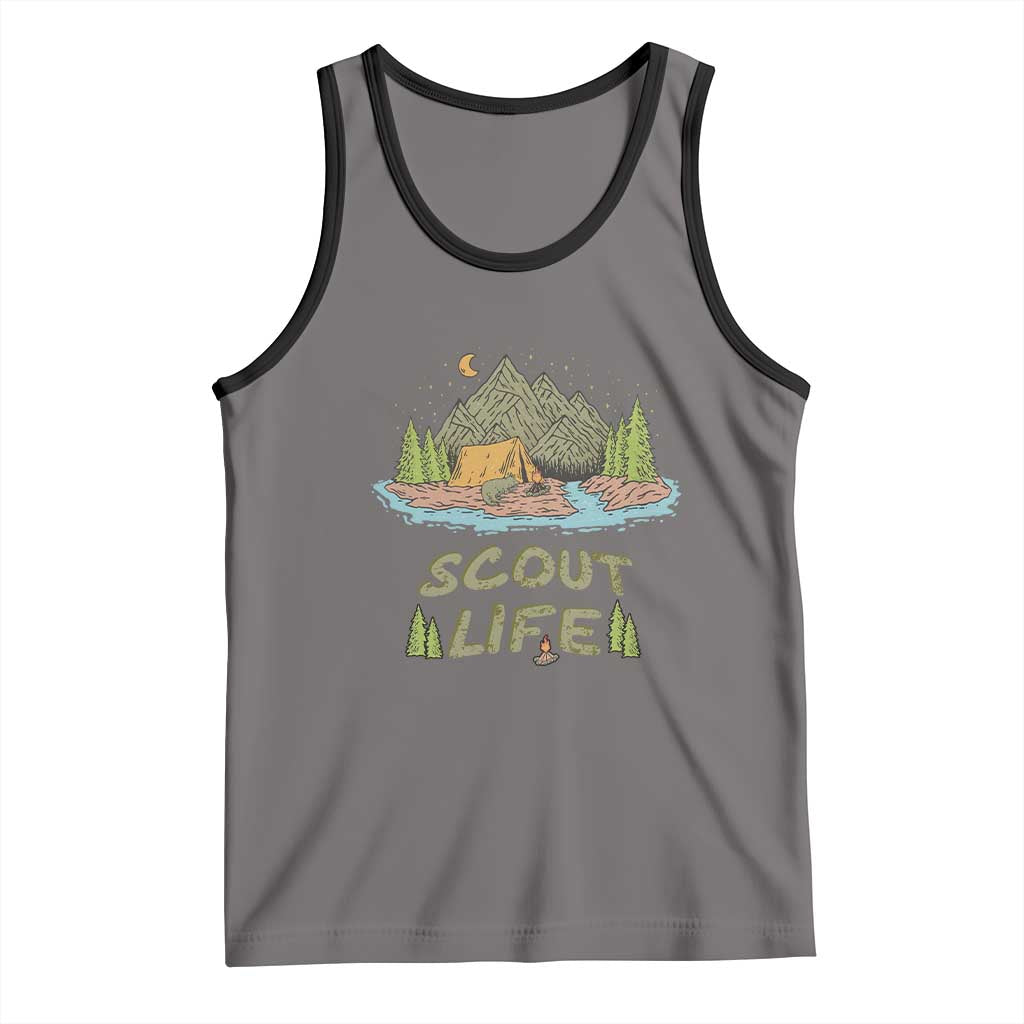 Scout Camping Tank Top Scout Camping Life Hiking Camping Outdoors Troop Leader TS02 Deep Heather Black Print Your Wear