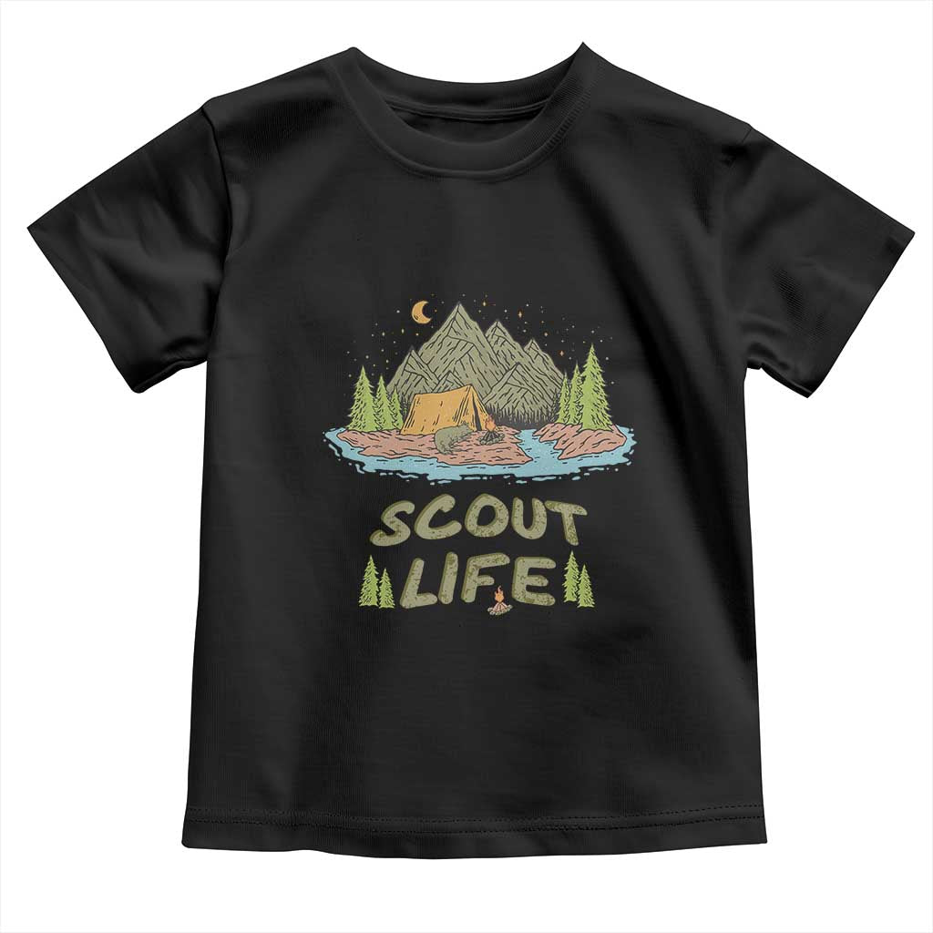 Scout Camping Toddler T Shirt Scout Camping Life Hiking Camping Outdoors Troop Leader TS02 Black Print Your Wear