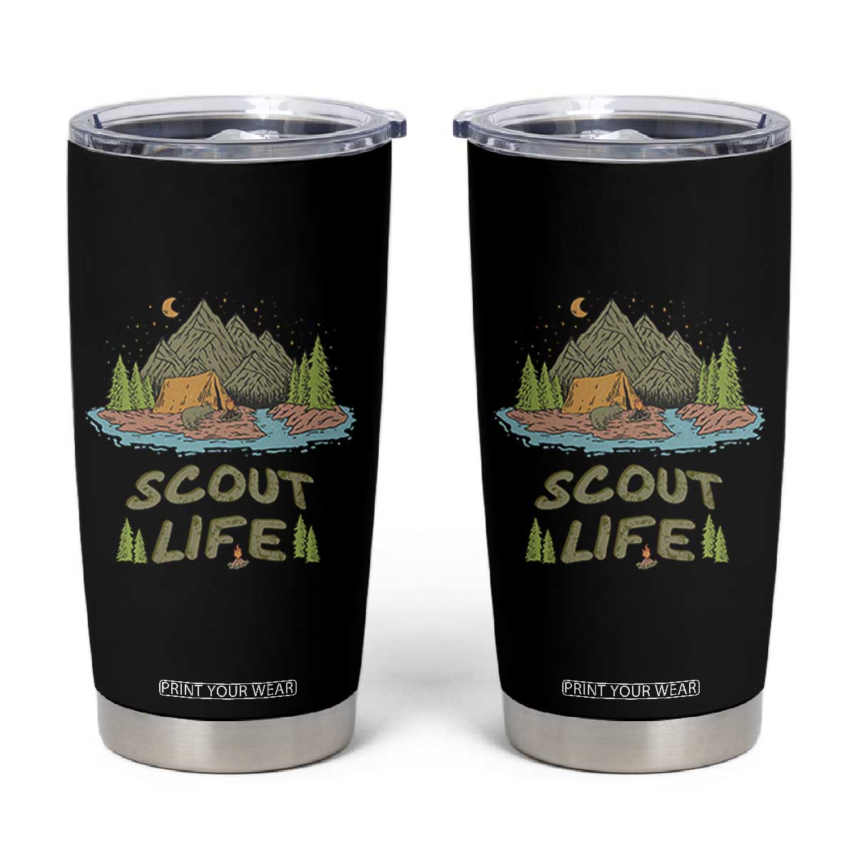 Scout Camping Tumbler Cup Scout Camping Life Hiking Camping Outdoors Troop Leader TS02 Black Print Your Wear