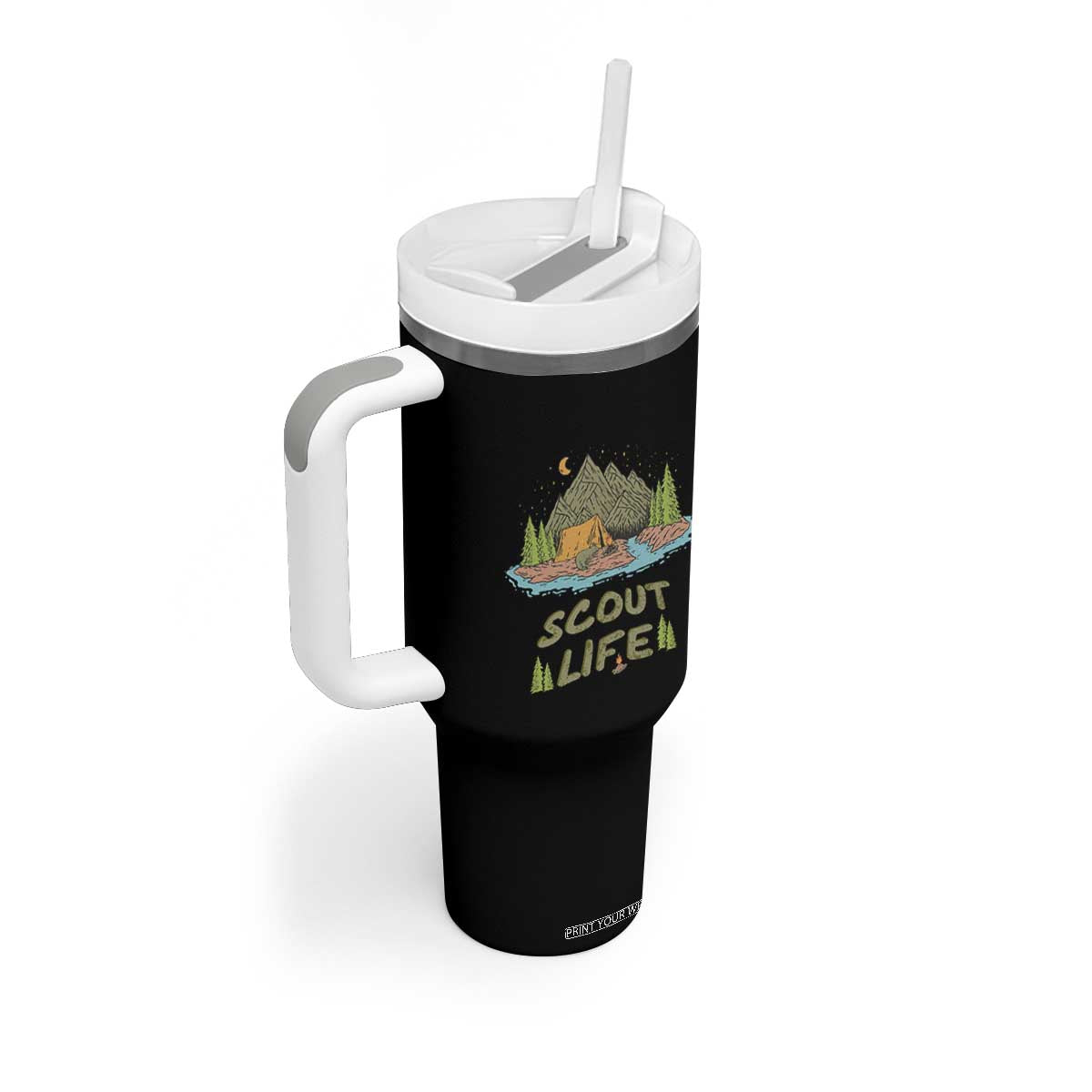 Scout Camping Tumbler With Handle Scout Camping Life Hiking Camping Outdoors Troop Leader TS02 Print Your Wear